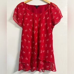 Roz & Ali Red Bicycle Print Women Top